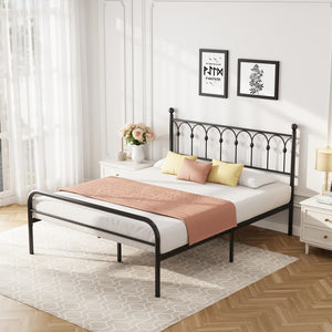 CONCETTA Metal Platform Bed Frame with Rounded Base & Protective Footpads, Underbed Storage, No Box Spring Needed for Bedroom