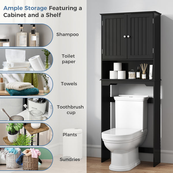 CONCETTA Over The Toilet Cabinet for Bathroom, Space Saver Storage with Quiet Magnetic Doors & Adjustable Bottom Stabilizer