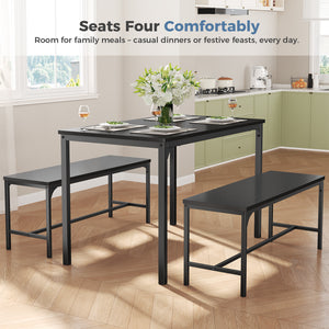 CONCETTA 3-Piece Dining Table Set with 1 Table,2 benches,Space-Saving Small Dining Set for 2–4 People for Apartment, Daily Meals & Bistro