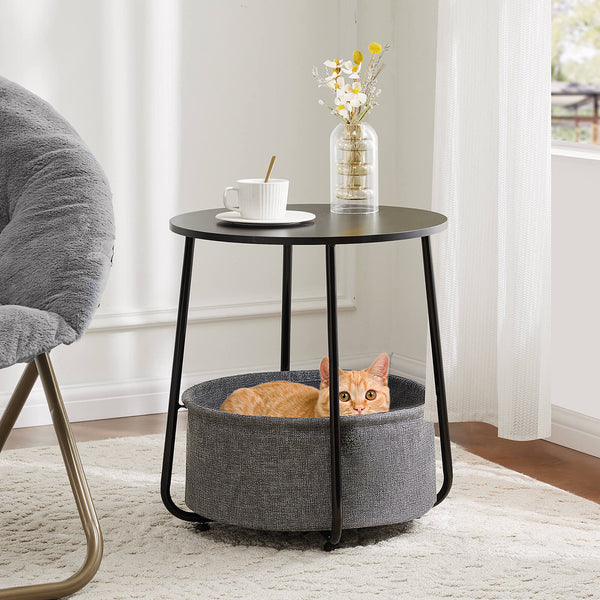 CONCETTA Compact nightstand, sofa side table, can be used in living room, nursery room, bedroom, comes with fabric basket for easy storage