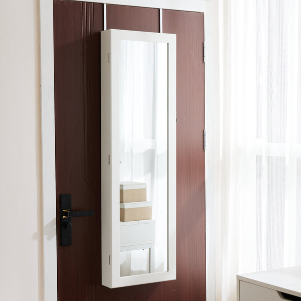 CONCETTA Jewelry Armoire Organizer with Mirror and LED Lights , Wall & Door Mounted Storage Cabinet