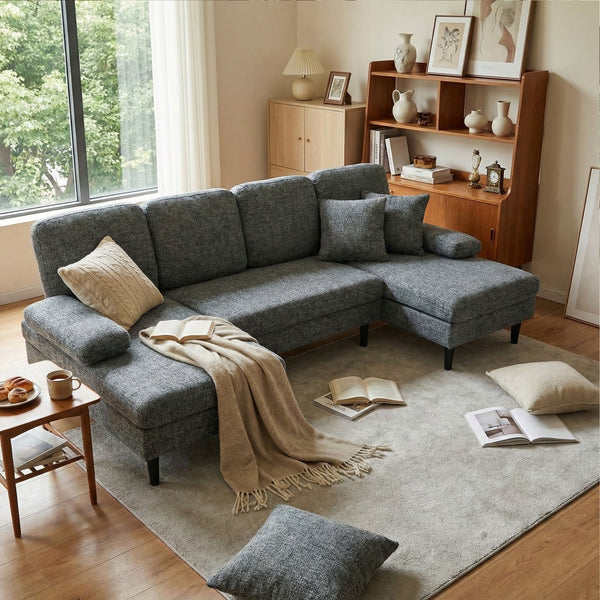 CONCETTA U Shaped Sectional Sofa Couches with Double Chaise 4-Seat Set, Chenille Fabric Cushion for Living Room Home Furniture