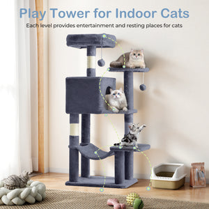 CONCETTA 44in Multi Level Cat Tree Tower,Cat Scratching Posts with Large Top Perch and Hammock