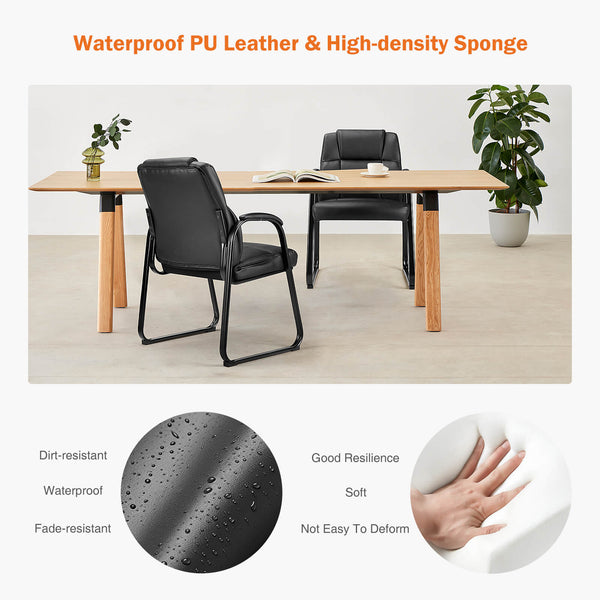 JOINSUN Waiting Room Chairs-Big and Tall PU Leather Without Wheels£¬for Reception Area Conference Room Lobby Home Computer Desk Bedroom Elderly