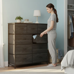 CONCETTA 9-Drawer Fabric Dresser, TV Cabinet Sideboard, Storage Organizer Cabinet for Living Room, Bedroom, Office