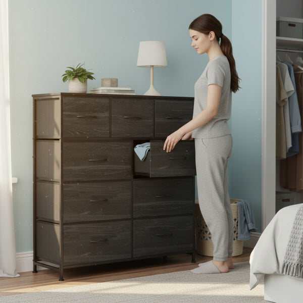 CONCETTA 9-Drawer Fabric Dresser, TV Cabinet Sideboard, Storage Organizer Cabinet for Living Room, Bedroom, Office