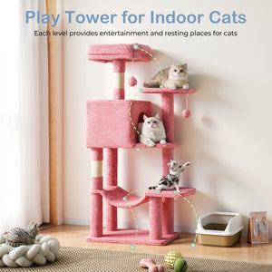 CONCETTA 44in Multi Level Cat Tree Tower,Cat Scratching Posts with Large Top Perch and Hammock