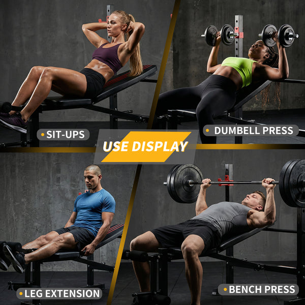 CONCETTA Adjustable Weight Bench Set, Foldable Bench Press with Leg Developer, 650 LBS Heavy-Duty Space Saving Workout Set for Small Apartments Strength Training