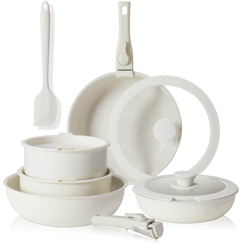 CONCETTA 12Pcs Pots and Pans Set-Nonstick Kitchen Cookware, with Detachable Handle, Induction Cookware, Dishwasher Oven Safe
