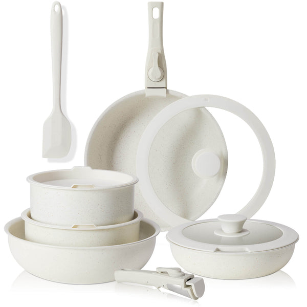 CONCETTA 12Pcs Pots and Pans Set-Nonstick Kitchen Cookware, with Detachable Handle, Induction Cookware, Dishwasher Oven Safe