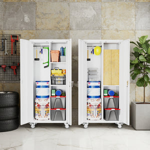 CONCETTA Metal Storage Cabinet with Pegboard and Adjustable Shelves for Garage, Home, or Office