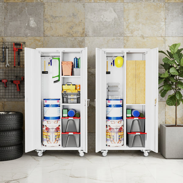 CONCETTA Metal Storage Cabinet with Pegboard and Adjustable Shelves for Garage, Home, or Office