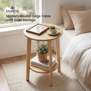 CONCETTA Round 2-Tier Side Tables with Tapered Legs, Small End Tables for Living Room & Bedroom