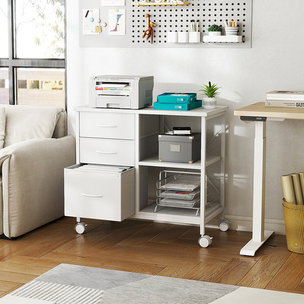 CONCETTA 3-Drawer Rolling File Cabinet with Open Shelf, Fabric Filing Storage for Home Office