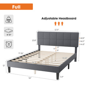 JOINSUN Platform Bed Frame with Headboard-No Box Spring Needed, Linen Upholstered Bed Frame with Wood Slats Support, Noise Free