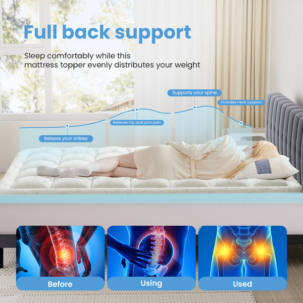 Memory Foam Mattress Topper, 2 Inch Gel Memory Foam and 2" Mattress Topper, Medium Support