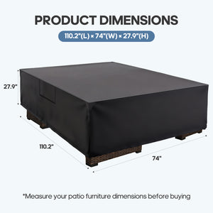 CONCETTA Rectangular Patio Furniture Cover, 600D Waterproof Outdoor Dining Table & Chair Cover, Heavy Duty