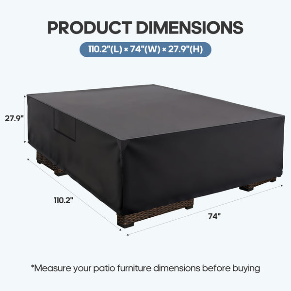 CONCETTA Rectangular Patio Furniture Cover, 600D Waterproof Outdoor Dining Table & Chair Cover, Heavy Duty