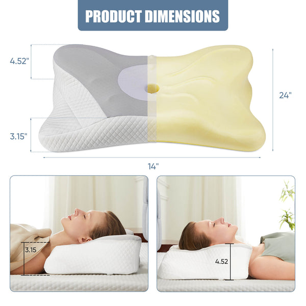CONCETTA Cervical Neck Pillow-Memory Foam Ergonomic Contour Bed Pillows for Neck Pain Relief Cervical Neck Pillow Orthopedic Pillow for Improved Sleep Comfort and Support