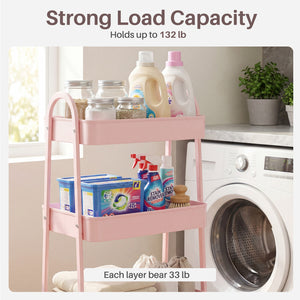 CONCETTA Versatile 4-Tier Metal Utility Cart with Locking Casters, Multi-Scenario Use for Office, Living Room, Kitchen