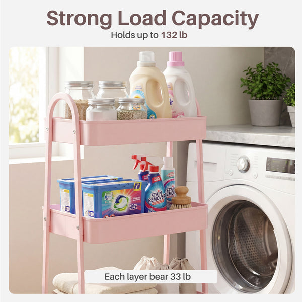 CONCETTA Versatile 4-Tier Metal Utility Cart with Locking Casters, Multi-Scenario Use for Office, Living Room, Kitchen