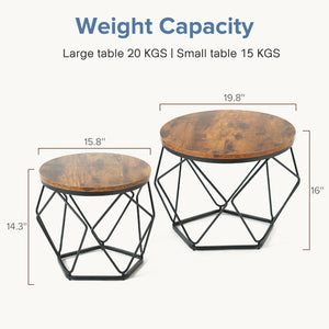CONCETTA Small Round Coffee Table Set of 2, Nesting Side Tables for Living Room or Bedroom, Modern Accent End Tables