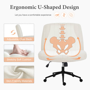 CONCETTA Cross-legged chair without armrests, with wheels, swivelling, height-adjustable vanity chair, office chair, can be used with fabric dresser