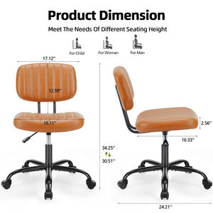 CONCETTA Ergonomic Home Office Mesh Desk Chair, Small Space, Armless Rolling Chair for Adults