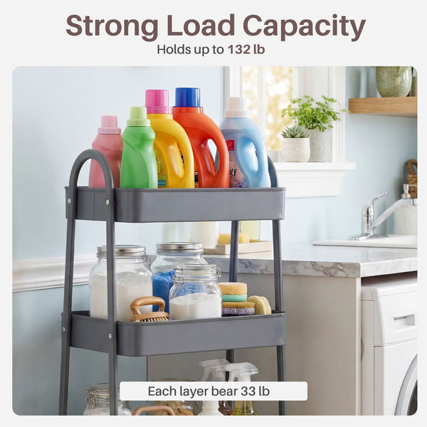 CONCETTA Versatile 4-Tier Metal Utility Cart with Locking Casters, Multi-Scenario Use for Office, Living Room, Kitchen