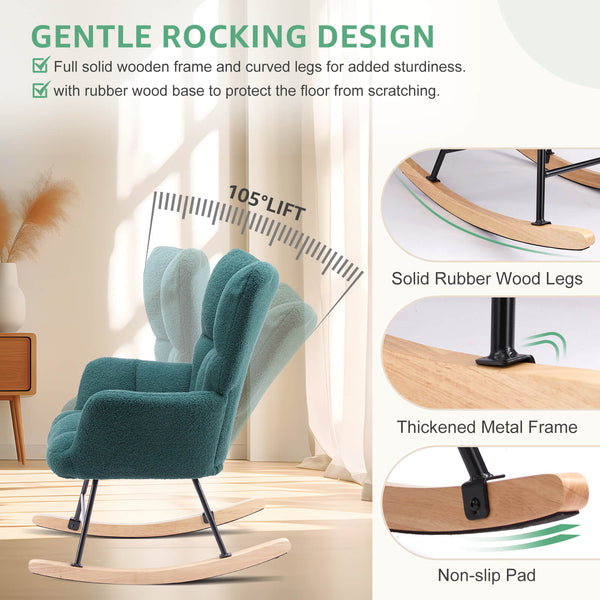CONCETTA  Rocking Chair Nursery, with High Backrest, Reading Chair Modern Rocking Accent Chairs Glider Recliner for Living Room, Nursery, Bedroom