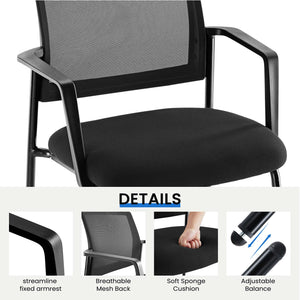 CONCETTA Mesh Back Arm Upholstered Fabric, Sturdy Metal Stacking Chairs, Easy to Use and Store, Outdoor and Indoor, for Home