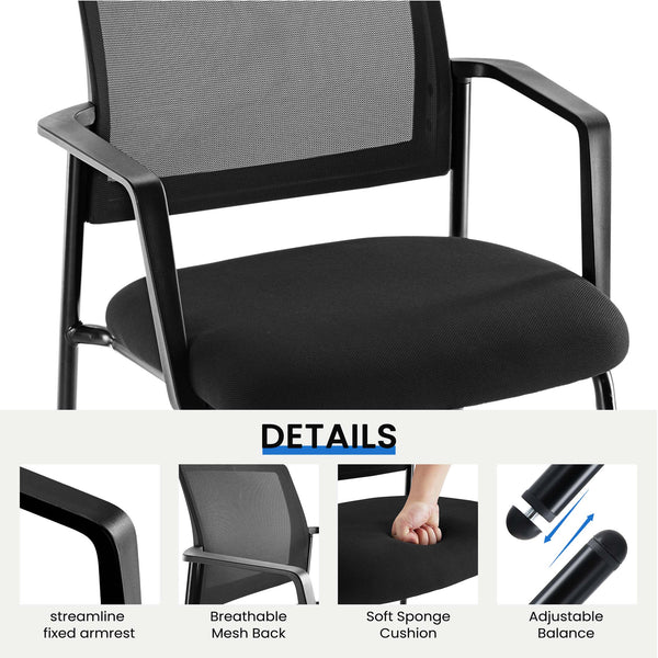 CONCETTA Mesh Back Arm Upholstered Fabric, Sturdy Metal Stacking Chairs, Easy to Use and Store, Outdoor and Indoor, for Home