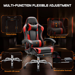 CONCETTA Gaming Chair Ergonomic Office Chair With Foot Rest, Big And Tall Executive Desk Chair With Lumbar Support, Padded Arms, Computer Chair For Home Office, Bedroom
