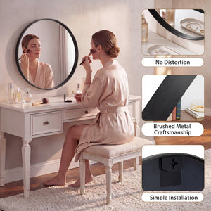 CONCETTA Round Circle Wall Mirror, Aluminium Frame, Shatter Resistant Glass for Bathroom, Home Decor, Vanity