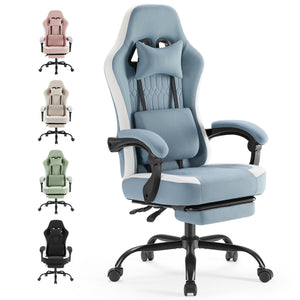 gaming chair, office chair with high backrest and computer chair, is an ergonomic adjustable rotating office chair. Available in black, white, khaki, pink and blue.
