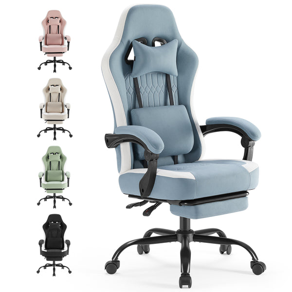 gaming chair, office chair with high backrest and computer chair, is an ergonomic adjustable rotating office chair. Available in black, white, khaki, pink and blue.