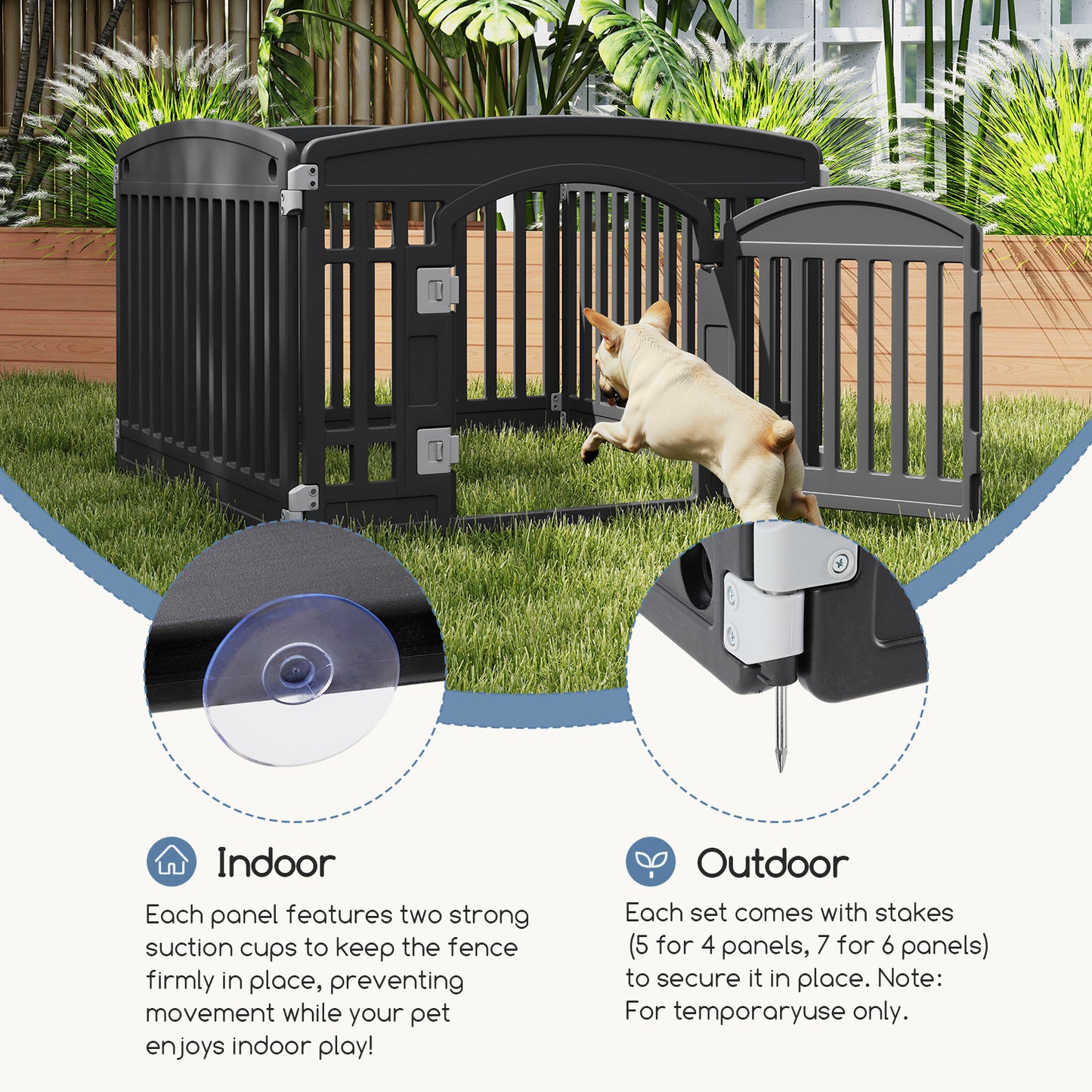 CONCETTA 24 Inch 4-Panel Portable Dog Playpen for Indoor, Plastic Lightweight Indoor Puppy Pen with Door, Customizable