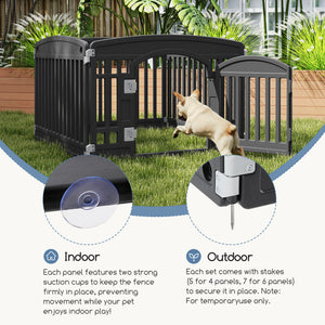 CONCETTA 24 Inch 4-Panel Portable Dog Playpen for Indoor, Plastic Lightweight Indoor Puppy Pen with Door, Customizable