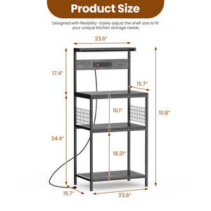 CONCETTA baking rack, microwave oven rack, pot rack, baking utensils, kitchen household use, three layers, gray, rustic brown