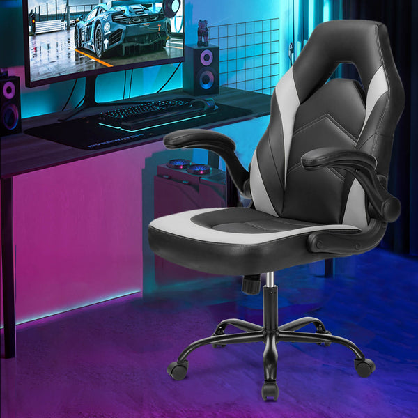 CONCETTA Ergonomic Leather Gaming Chair-Office Desk PU Leather Chair -up Armrests, Swivel Task Chair Adjustable Height for Adults Teens Kids