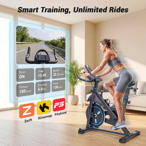 CONCETTA Exercise Bike for Home Gym, Stationary Indoor Cycling Bike, Low Noise Cardio Workout Equipment with Adjustable Resistance