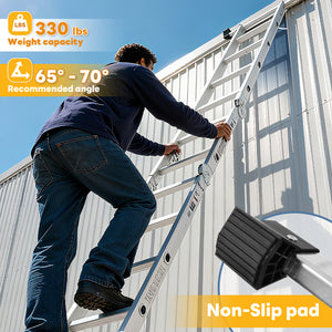 Multi-Functional Folding Telescopic Ladder - Made Of Aluminum Alloy, With Anti-Slip Design And Safety Lock System, Supports Up To 330 Lbs, Suitable For Home, Outdoor, Or Workshop,Silver