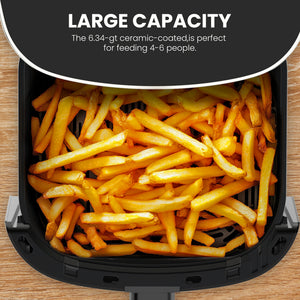 CONCETTAAir Fryer 12-in-1, Compact & Large 6-Qt with Window Square Air Fryer, Roast, Reheat, Dehydrate, Bake, Steam with 400F