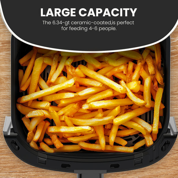 CONCETTAAir Fryer 12-in-1, Compact & Large 6-Qt with Window Square Air Fryer, Roast, Reheat, Dehydrate, Bake, Steam with 400F