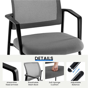CONCETTA Mesh Back Arm Upholstered Fabric, Sturdy Metal Stacking Chairs, Easy to Use and Store, Outdoor and Indoor, for Home