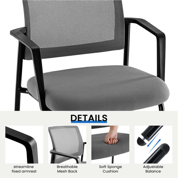 CONCETTA Mesh Back Arm Upholstered Fabric, Sturdy Metal Stacking Chairs, Easy to Use and Store, Outdoor and Indoor, for Home