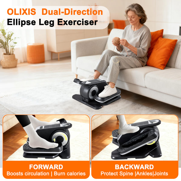 CONCETTA Under Desk Elliptical, Electric Seated Pedal Exerciser, with Display Monitor, Remote Control and LCD Display Monitor, Portable Leg Elliptical Machine for Home, Black