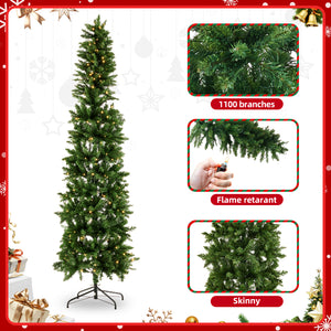 Artificial Full Christmas Tree, Flocked Snow Trees with Pine Cone Decoration, Includes Stand, Incandescent Lights & Foldable Base for Home, Office, Party