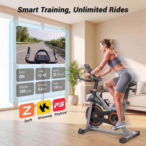 CONCETTA Exercise Bike for Home Gym, Stationary Indoor Cycling Bike, Low Noise Cardio Workout Equipment with Adjustable Resistance