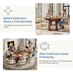 CONCETTA Extendable Dining Table for 4-8, Space-Saving with Storage Shelf, Adjustable Oval Design for Kitchen and Living Room